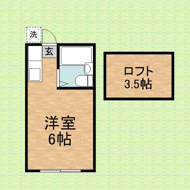 美しの森ハウス(ワンルーム/2階)の間取り写真