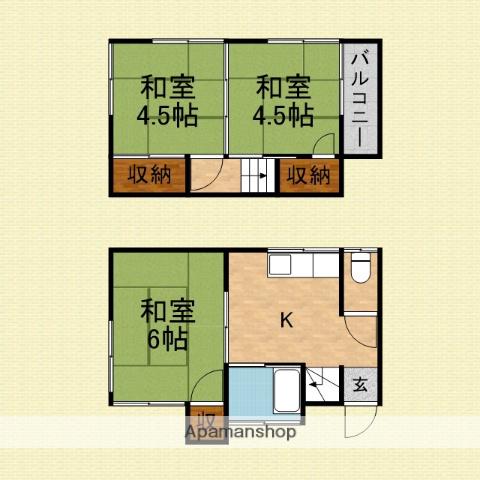東武鉄道東上線 ふじみ野駅 徒歩24分 2階建 築55年(3K)の間取り写真