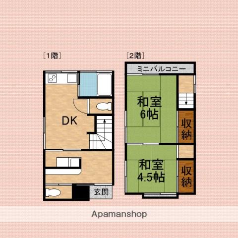 東武鉄道東上線 柳瀬川駅 徒歩22分 2階建 築45年(3DK)の間取り写真