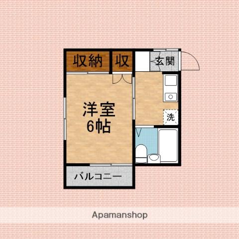 グリーンハイツB(1K/1階)の間取り写真