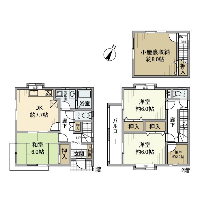 東武鉄道東上線 みずほ台駅 徒歩6分 2階建 築28年(3DK)の間取り写真