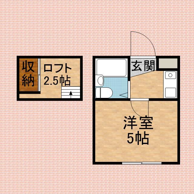 朝霞サンヒルズA(1K/2階)の間取り写真