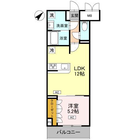 エマリーグレース(1LDK/5階)の間取り写真