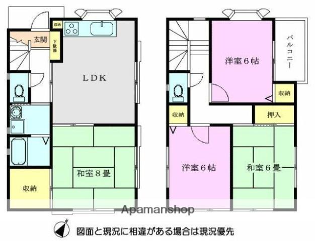 武蔵野線 新座駅 徒歩3分 2階建 築29年(4LDK)の間取り写真