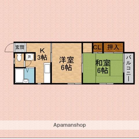 フラッツたなか(2K/2階)の間取り写真