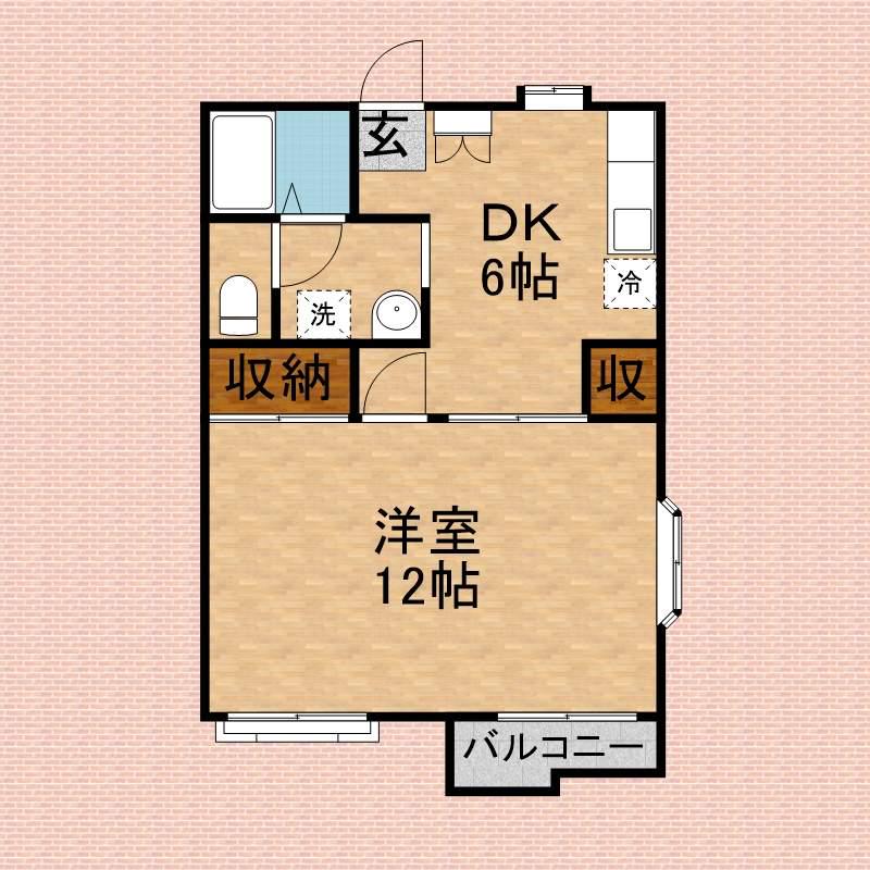 アップルパイ3(1DK/2階)の間取り写真