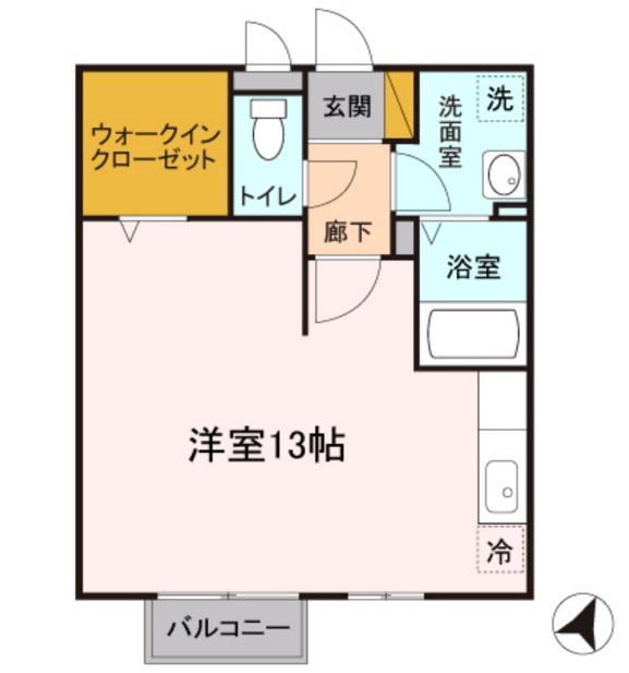 パティオⅡB(ワンルーム/2階)の間取り写真