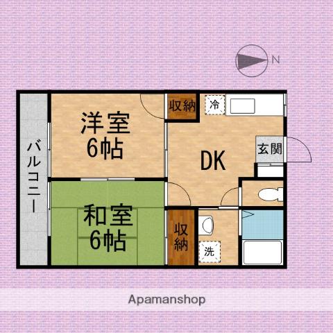 ピジョンステージ(2DK/2階)の間取り写真