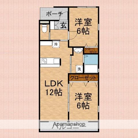 グランドヒルズ(2LDK/2階)の間取り写真