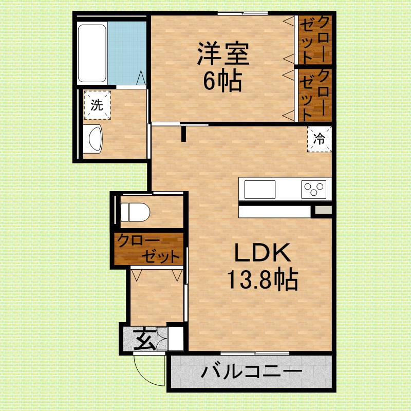 ディアコート(1LDK/1階)の間取り写真