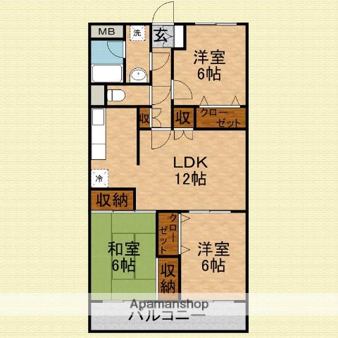 クレール壱番館(3LDK/4階)の間取り写真