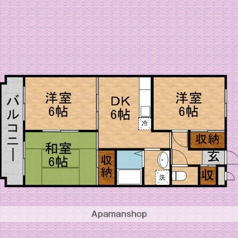 ロイヤル谷津(3DK/3階)の間取り写真