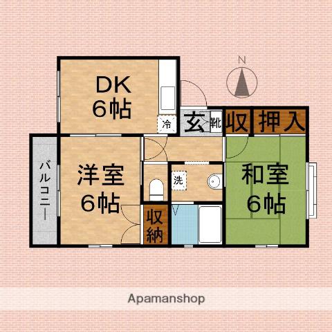 ディアス(2DK/2階)の間取り写真