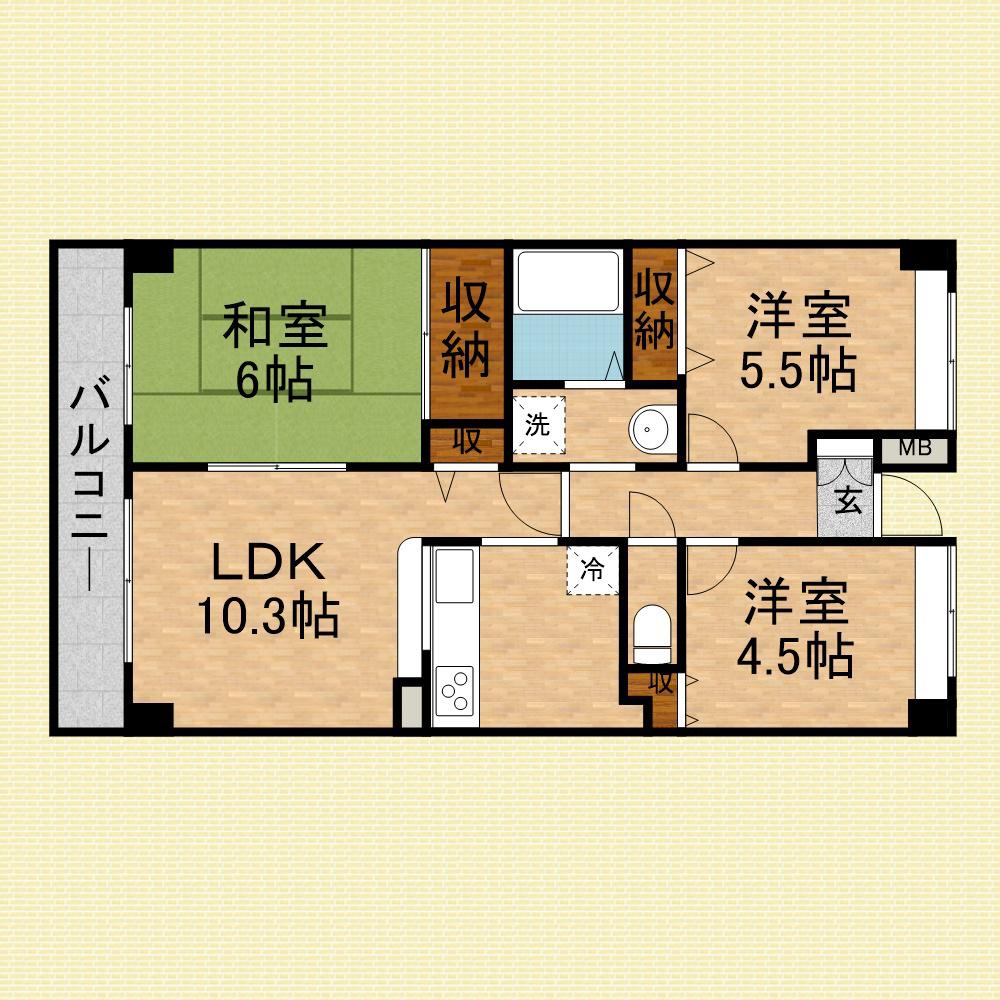 レジデンスふじみ野(3LDK/2階)の間取り写真