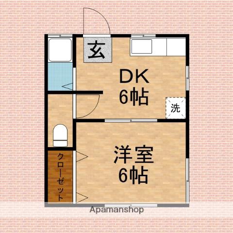 タカラハイツ(1DK/2階)の間取り写真