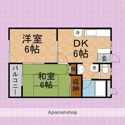 クレセント富士見(2DK/1階)の間取り写真