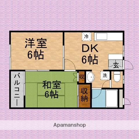 クレセント富士見(2DK/2階)の間取り写真