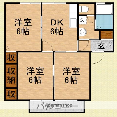 グリーンハーモニーUSA(3DK/2階)の間取り写真