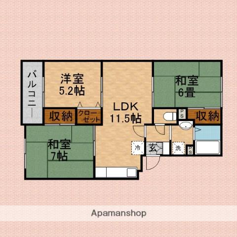 グロースボーネン(3LDK/1階)の間取り写真