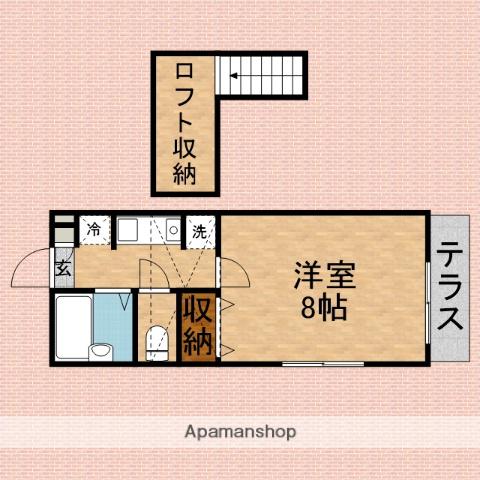 岡野ハイツ西棟(1K/1階)の間取り写真