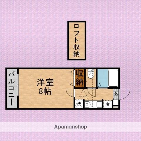 岡野ハイツ西棟(1K/2階)の間取り写真