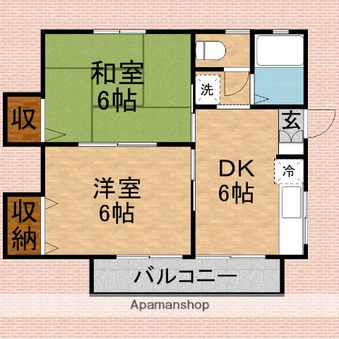 新井ハイツA棟(2DK/2階)の間取り写真