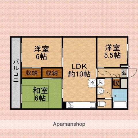アースリー築地(3LDK/3階)の間取り写真