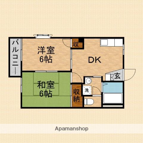 リバーサイドヒル(2DK/1階)の間取り写真
