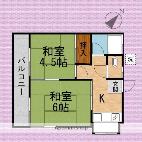 第一コーポ新河岸(2K/1階)の間取り写真