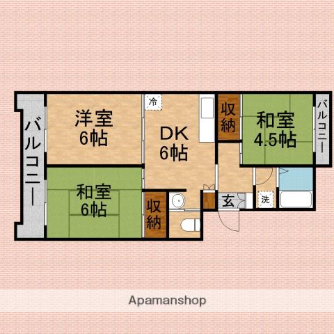 サンロワール川越(3DK/1階)の間取り写真