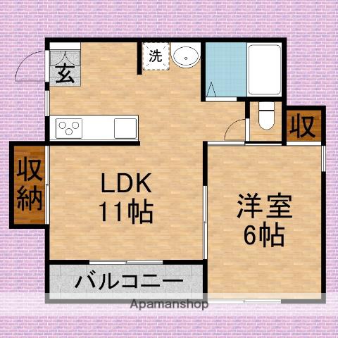 クイーンズパーク(1LDK/2階)の間取り写真