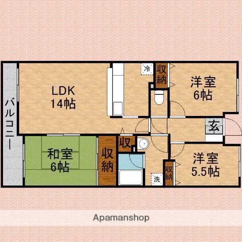 ホワイトハウスうれし野(3LDK/3階)の間取り写真