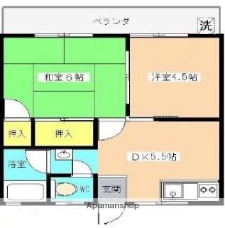 第1コーポおぎわら(2DK/1階)の間取り写真