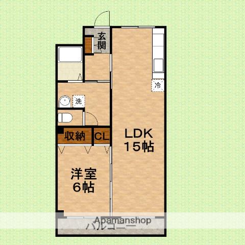 サンハイム(1LDK/2階)の間取り写真