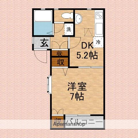 デュエット(1DK/1階)の間取り写真