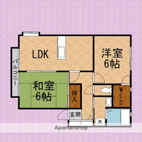 グランメール・ヴィラA棟(2LDK/2階)の間取り写真