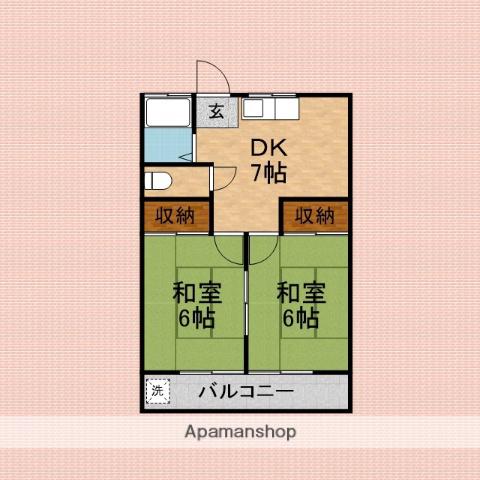 泉ハイツ(2DK/2階)の間取り写真