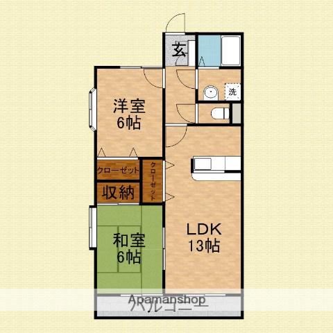 リーフガーデン(2LDK/2階)の間取り写真