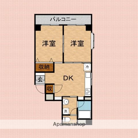 ウイング上福岡(2DK/4階)の間取り写真