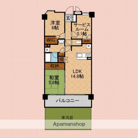 サンクレイドル新座(3LDK/1階)の間取り写真