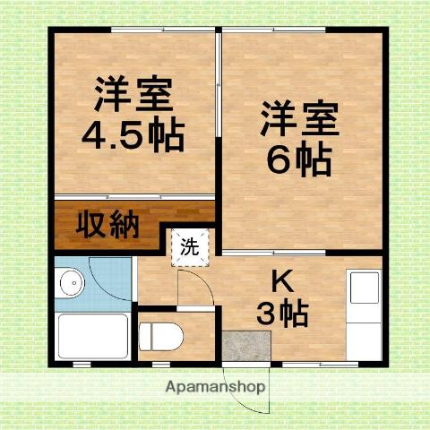 マーレ志木(2K/1階)の間取り写真