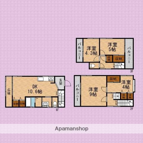 東武鉄道東上線 ふじみ野駅 徒歩15分 3階建 築34年(4LDK)の間取り写真
