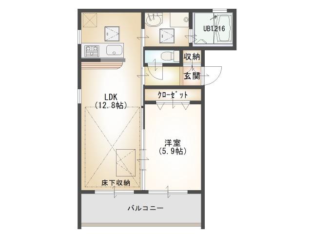 ルネス プリマヴェーラウエスト(1LDK/1階)の間取り写真