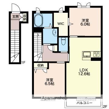 ヴィヴィッド(2LDK/2階)の間取り写真