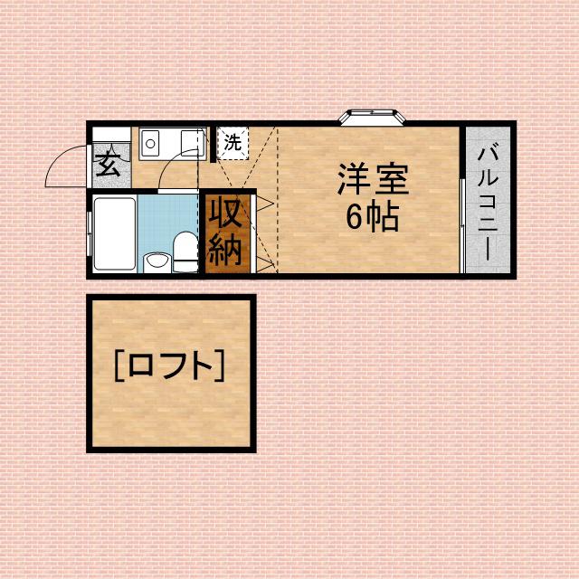 パールハイム(ワンルーム/2階)の間取り写真