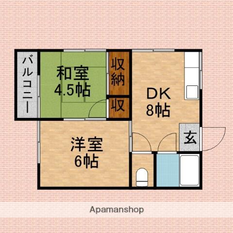 コーポ鈴(2DK/2階)の間取り写真