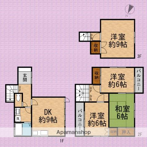 東武鉄道東上線 志木駅 バス乗車時間：10分 いろは橋バス停で下車 徒歩3分 3階建 築35年(4DK)の間取り写真