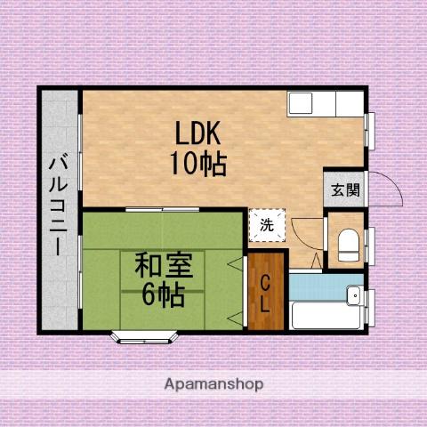 ハイツせせらぎ(1LDK/2階)の間取り写真