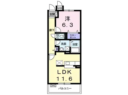 パレス宮戸(1LDK/1階)の間取り写真