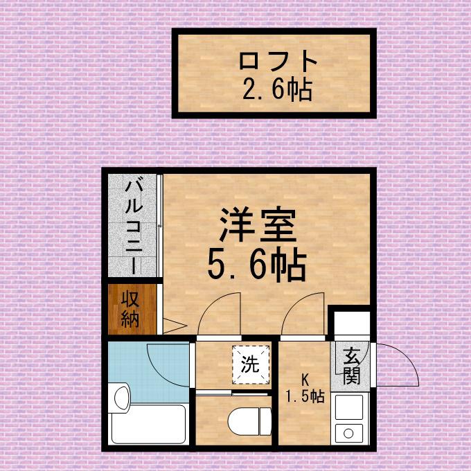 セナンハイツ1(1K/2階)の間取り写真